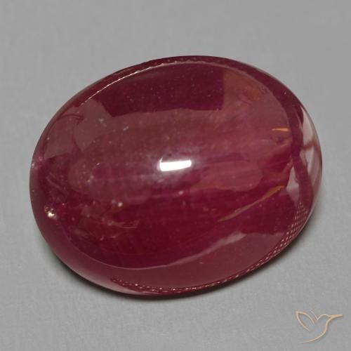 Rubí Rojo oscuro natural de 24.90 ct, Ovalada, Translúcido