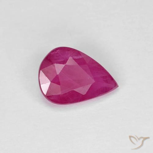 Rubí Rojo medio natural de 0.86 ct, En forma de pera, VS