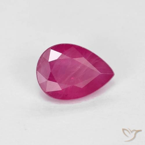 Rubí Rojo rosado natural de 0.94 ct, En forma de pera, VS