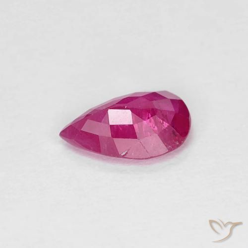 Rubí Rojo claro natural de 0.71 ct, En forma de pera, VS