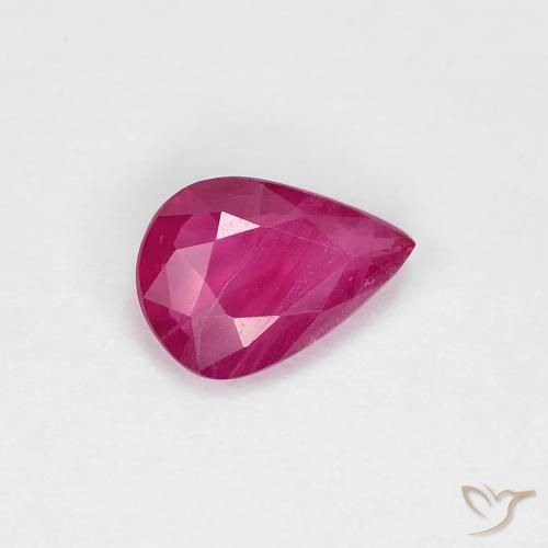 Rubí Rosado rojizo natural de 0.73 ct, En forma de pera, VS