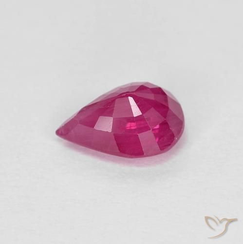 Rubí Rosado rojizo natural de 0.96 ct, En forma de pera, VS