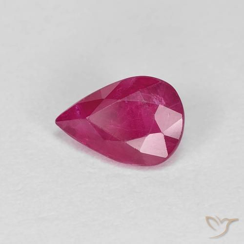 Rubí Rojo rosado natural de 0.79 ct, En forma de pera, VS