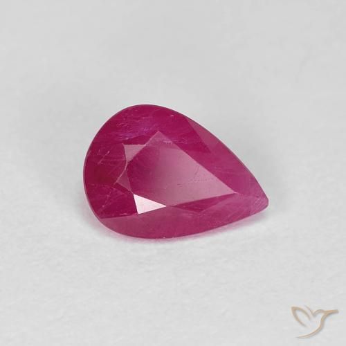 Rubí Rojo medio natural de 0.95 ct, En forma de pera, VS