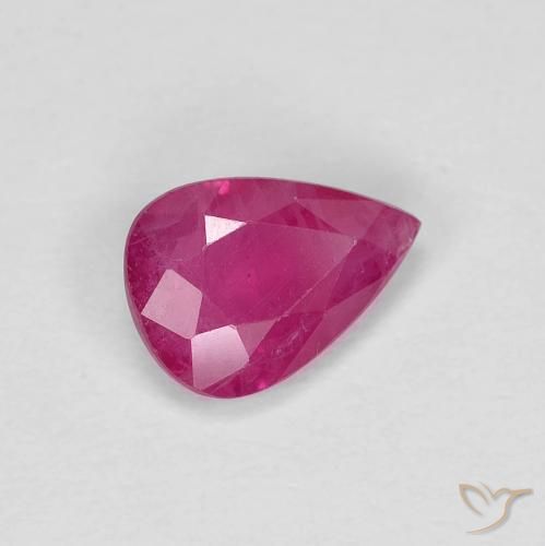 Rubí Rojo rosado natural de 0.78 ct, En forma de pera, VS