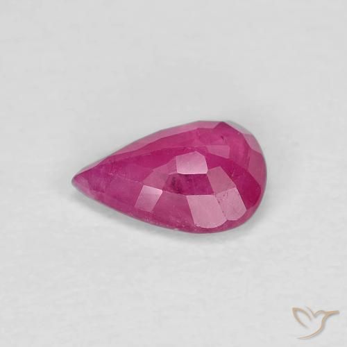 Rubí Rojo rosado natural de 0.78 ct, En forma de pera, VS