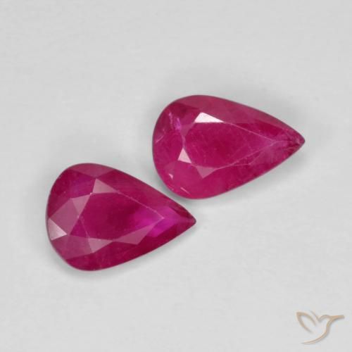 Gemas de Rubí Rojo rosado natural de 1.22 ct, En forma de pera, VS