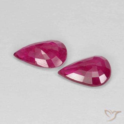 Gemas de Rubí Rojo rosado natural de 1.22 ct, En forma de pera, VS
