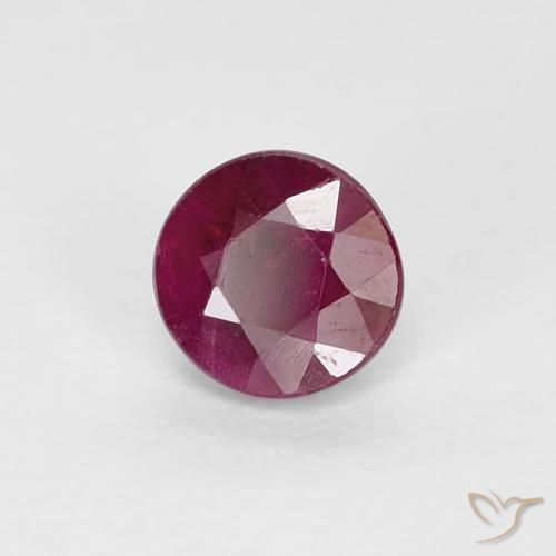 Rubí Rojo oscuro natural de 0.32 ct, Redondo, VS-SI