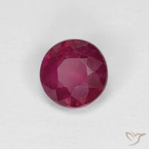 Rubí Rojo oscuro natural de 0.35 ct, Redondo, VS-SI