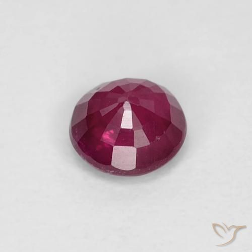 Rubí Rojo oscuro natural de 0.35 ct, Redondo, VS-SI