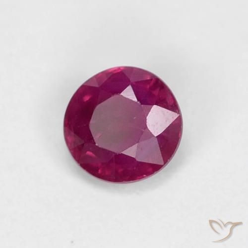 Rubí Rojo vino intenso natural de 0.36 ct, Redondo, VS-SI