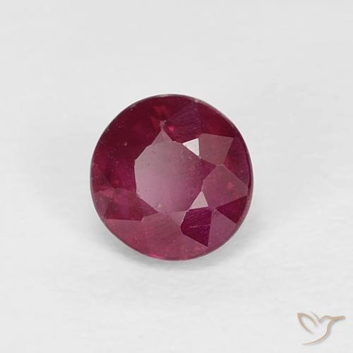Rubí Rojo oscuro natural de 0.40 ct, Redondo, VS-SI