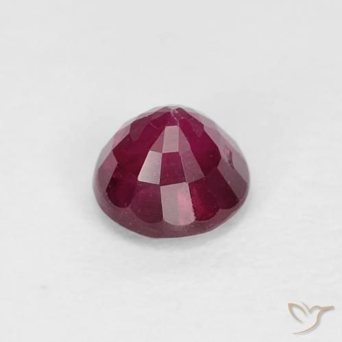 Rubí Rojo oscuro natural de 0.40 ct, Redondo, VS-SI
