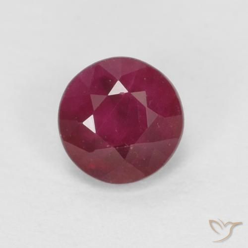 0.43ct Natural Rojo oscuro Rubí, Redondo, SI