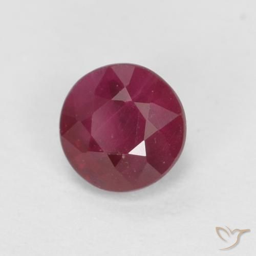 Rubí Rojo oscuro natural de 0.43 ct, Redondo, SI