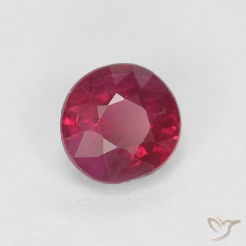 Rubí Rojo oscuro natural de 0.36 ct, Redondo, SI