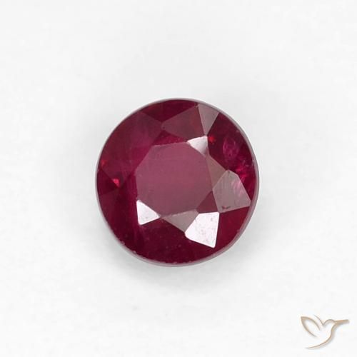 Rubí Rojo oscuro natural de 0.42 ct, Redondo, VS-SI