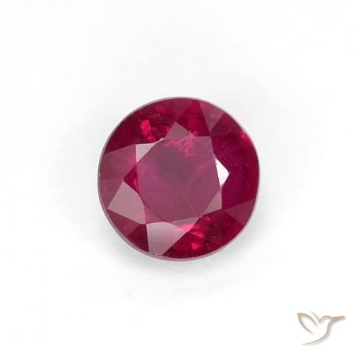 Rubí Rojo oscuro natural de 0.33 ct, Redondo, VS-SI