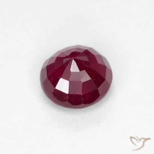 Rubí Rojo oscuro natural de 0.38 ct, Redondo, VS-SI