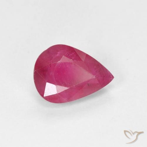Rubí Rojo rosado natural de 0.96 ct, En forma de pera, VS-SI