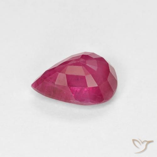 Rubí Rojo rosado natural de 0.96 ct, En forma de pera, VS-SI