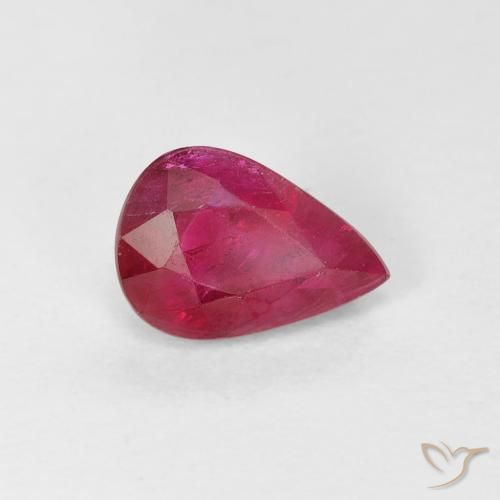Rubí Rojo rosado natural de 0.92 ct, En forma de pera, VS-SI