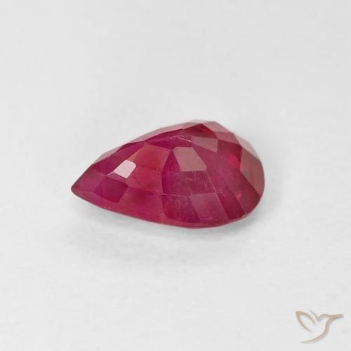 Rubí Rojo rosado natural de 0.92 ct, En forma de pera, VS-SI