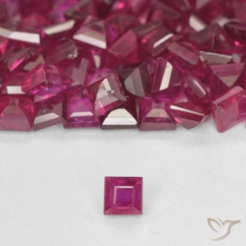 0.09ct Natural Rojo oscuro Rubí, Cuadrado, VS