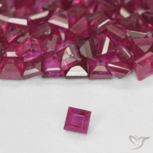 Rubí Rojo oscuro natural de 0.09 ct, Cuadrado, VS