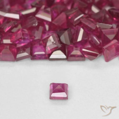 Rubí Rojo oscuro natural de 0.09 ct, Cuadrado, VS