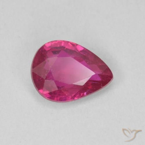 Rubí Rojo claro natural de 0.81 ct, En forma de pera, SI