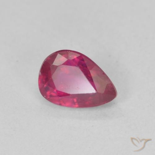 Rubí Rojo claro natural de 0.93 ct, En forma de pera, VS-SI