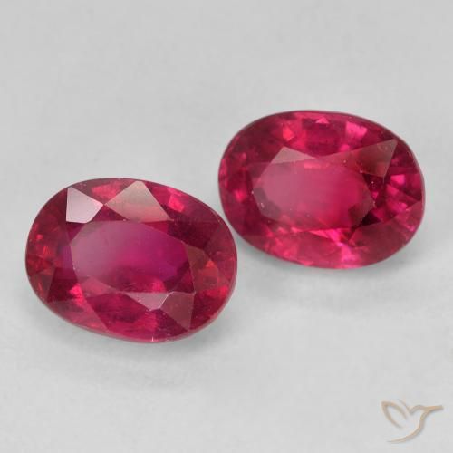 Gemas de Rubí Rosado rojizo intenso natural de 4.17 ct, Ovalada, VS