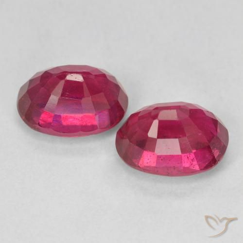 Gemas de Rubí Rosado rojizo intenso natural de 4.17 ct, Ovalada, VS