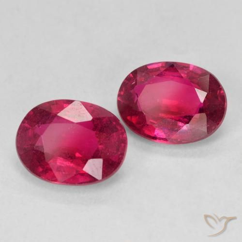 Gemas de Rubí Rojo rosado natural de 3.05 ct, Ovalada, VS