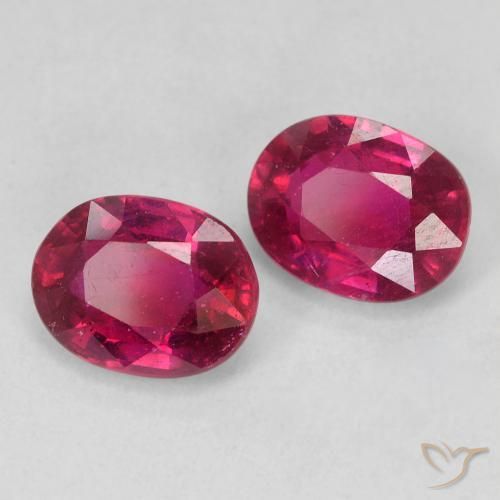 Gemas de Rubí Rojo claro natural de 3.18 ct, Ovalada, VS