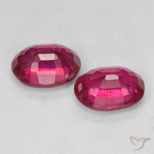 Gemas de Rubí Rojo claro natural de 3.18 ct, Ovalada, VS