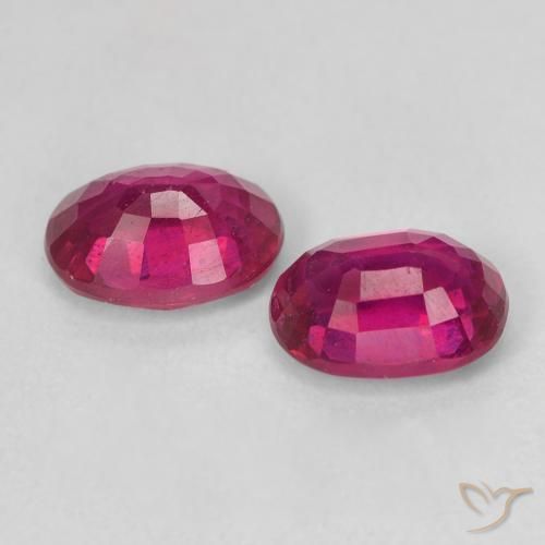 Gemas de Rubí Rojo medio natural de 2.44 ct, Ovalada, VS