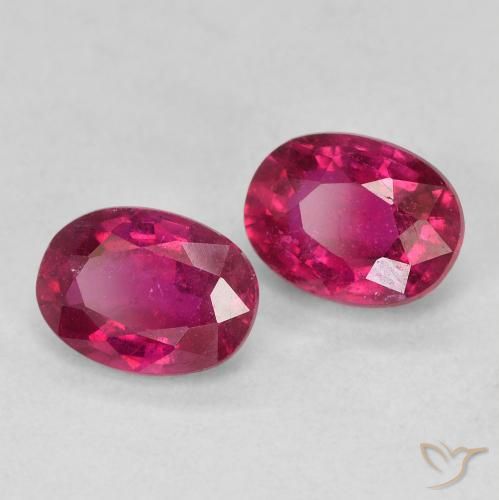 Gemas de Rubí Rojo claro natural de 2.12 ct, Ovalada, VS
