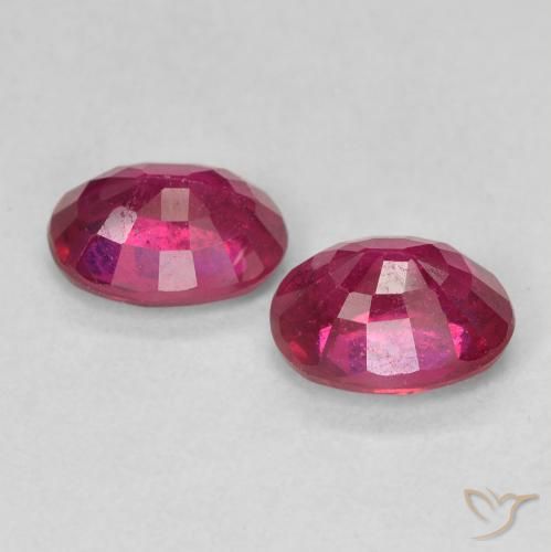 Gemas de Rubí Rojo claro natural de 2.12 ct, Ovalada, VS