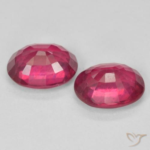 Gemas de Rubí Rojo rosado natural de 3.53 ct, Ovalada, VS