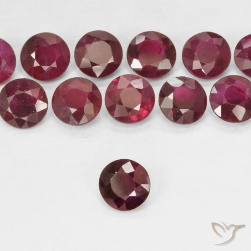 Rubí Rojo oscuro natural de 0.29 ct, Redondo, VS