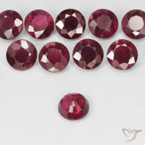 Rubí Rojo oscuro natural de 0.30 ct, Redondo, VS