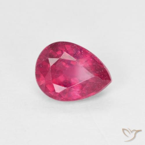 Rubí Rojo rosado natural de 0.90 ct, En forma de pera, VS