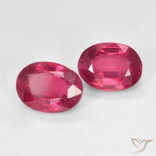 Gemas de Rubí Rosado rojizo intenso natural de 2.10 ct, Ovalada, VS