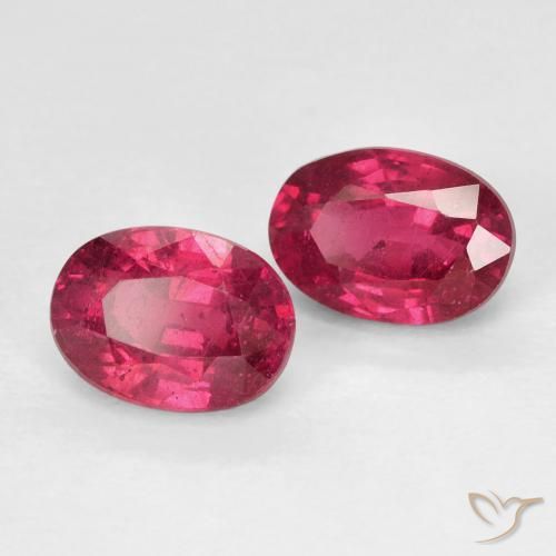 Gemas de Rubí Rosado rojizo intenso natural de 2.72 ct, Ovalada, VS