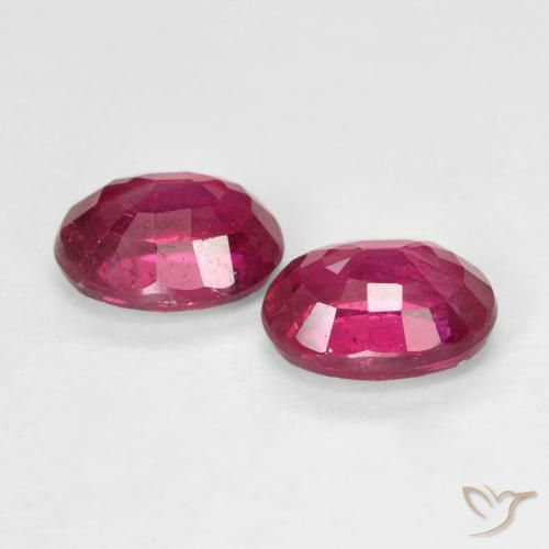 Gemas de Rubí Rosado rojizo intenso natural de 2.37 ct, Ovalada, VS