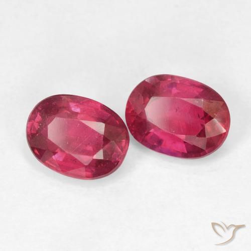 Gemas de Rubí Rosado rojizo intenso natural de 2.06 ct, Ovalada, VS
