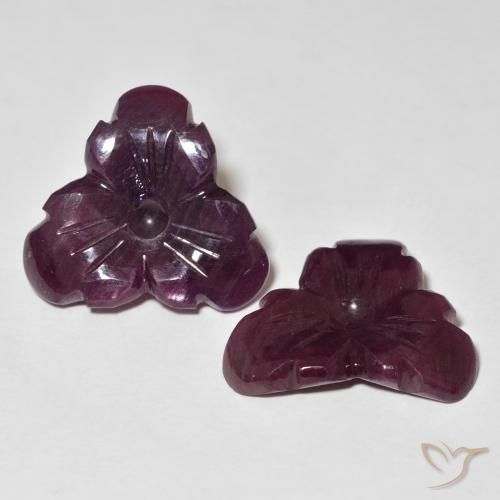 Gemas de Rubí Rojo caoba natural de 19.71 ct, Corte Flor, Opaco